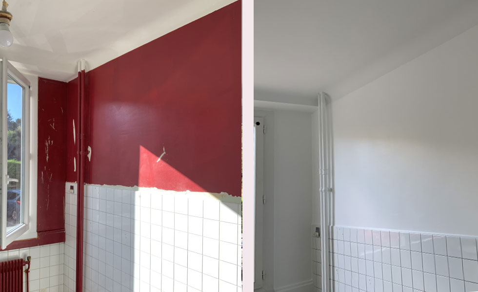 Rénovation Cuisine & Plafond Enduit, Peinture, Traces Humidité – Lyon 2°